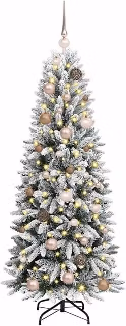Berkfield Home Green Artificial Christmas Tree with 150 White LEDs, W/D/H: 63 x 63 x 150 cm