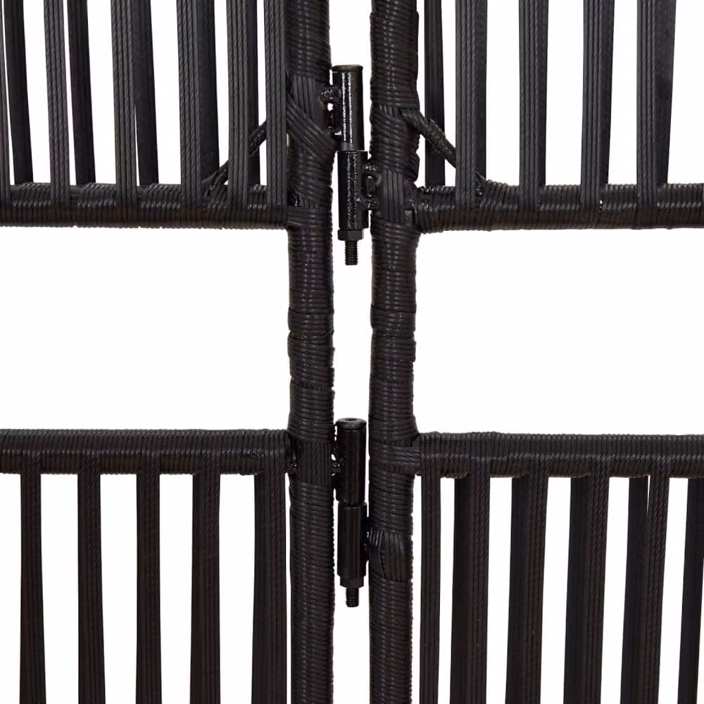 Berkfield Home 6 Panel Black Poly Rattan and Steel Room Divider – 5