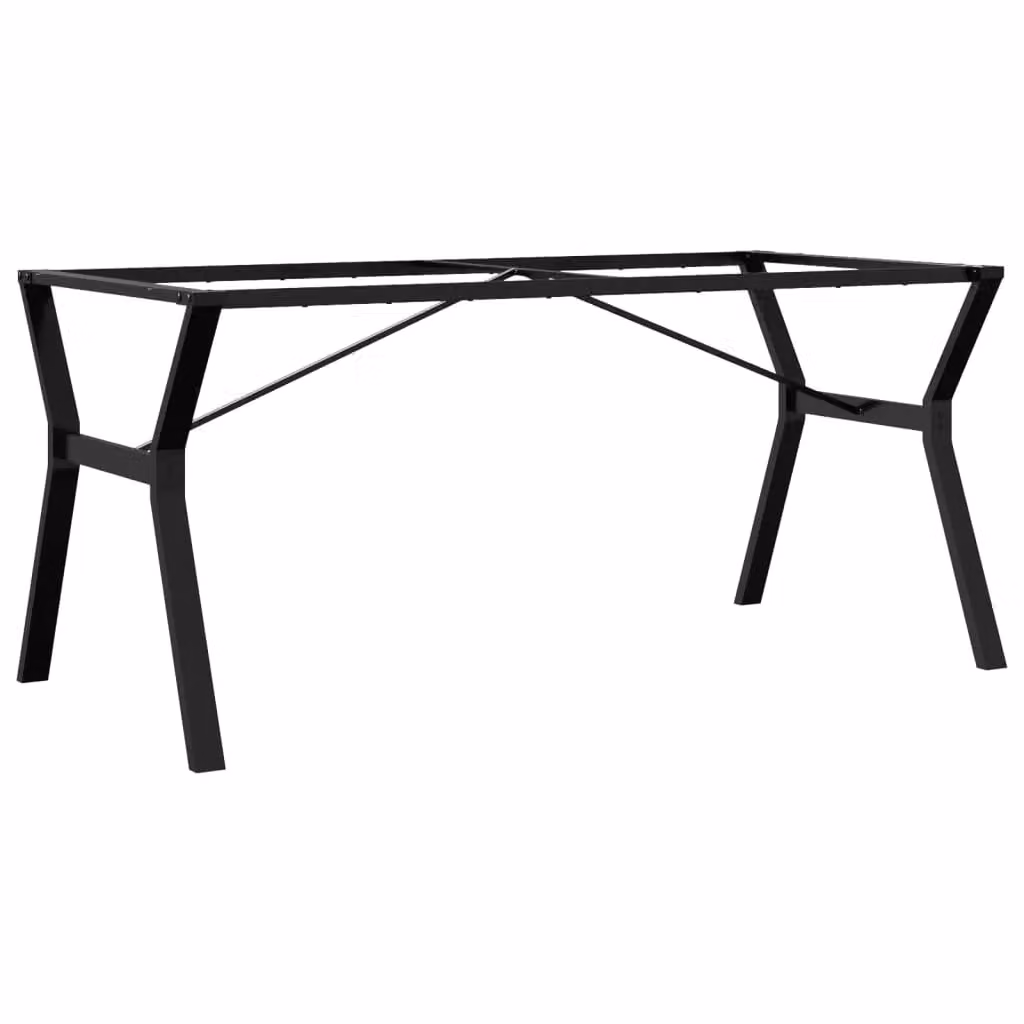 Berkfield Home Y-Frame Dining Table Legs in Matt Black Steel, W: 160 cm, D: 80 cm, H: 73 cm – 2