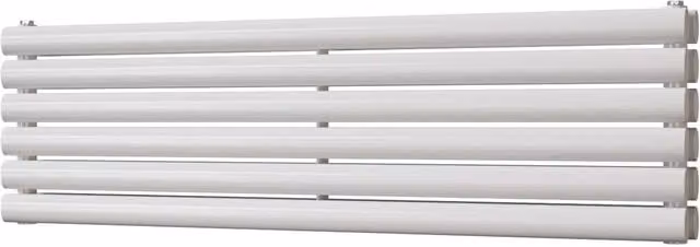 UK Radiators Omeara Axis White Elliptical Tube Horizontal Designer Double Panel Radiator H: 34.8 cm, W: 120 cm