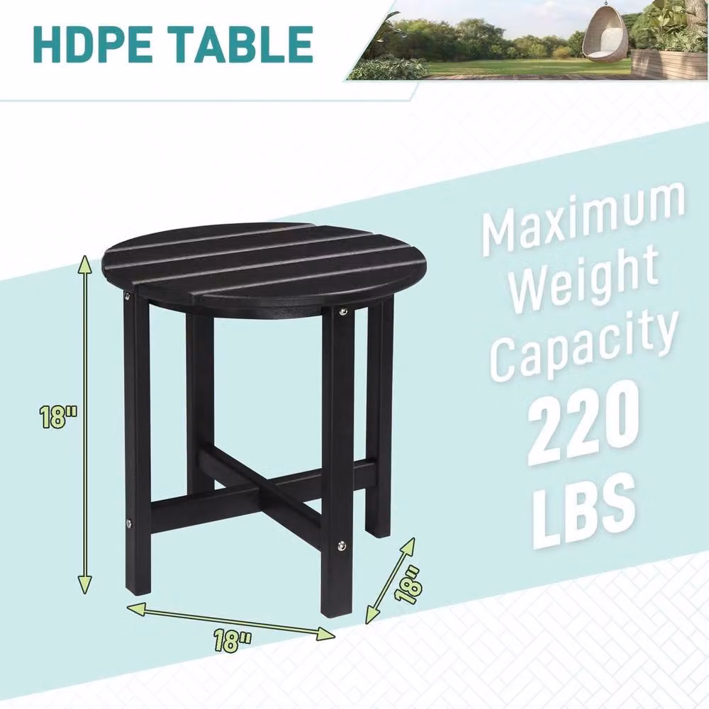 FORGEVIO Round Black Matt Outdoor Bistro Side Table – 2