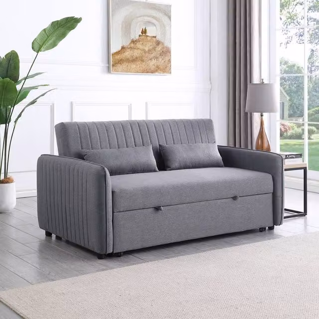 Flintshire Furniture Ltd Carys 2 Seater Pull Out Sofa Bed in Grey Fabric