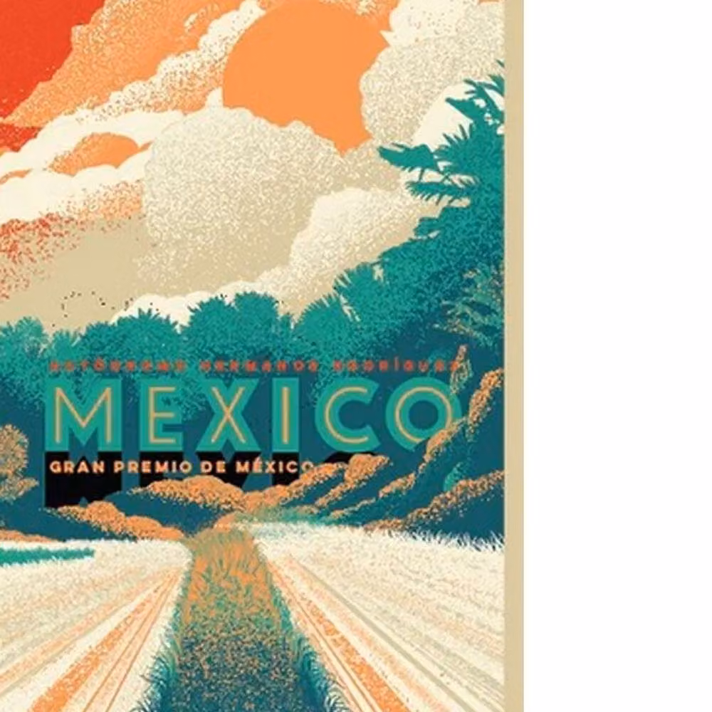 Zoom Mexico Formula 1 Retro Typography Poster in Pale Orange – 2