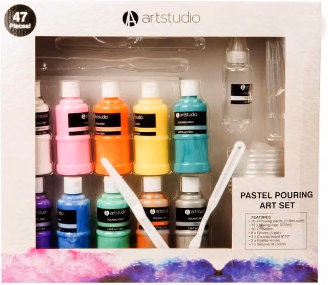 Art Studio 47 Piece Pastel Pouring Art Set in Multicolour