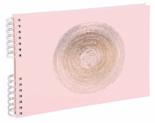 Exacompta Ellipse Spiral Photo Album, Light Pink Imitation Leather with Rose Gold Ellipse Detail, 150 Photos, 50 White Pages, W: 32 cm, H: 22 cm – 1
