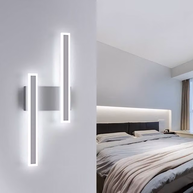 Pheashine White Double Bar LED Wall Sconce, 32W, 6500K Cool White, W: 44 cm