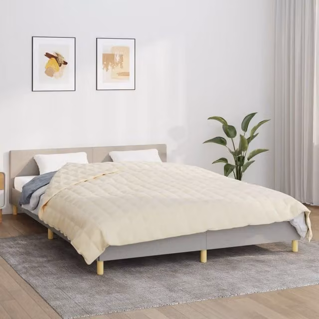 Berkfield Home Weighted Blanket in Beige, W: 220 cm, D: 240 cm, 11 kg