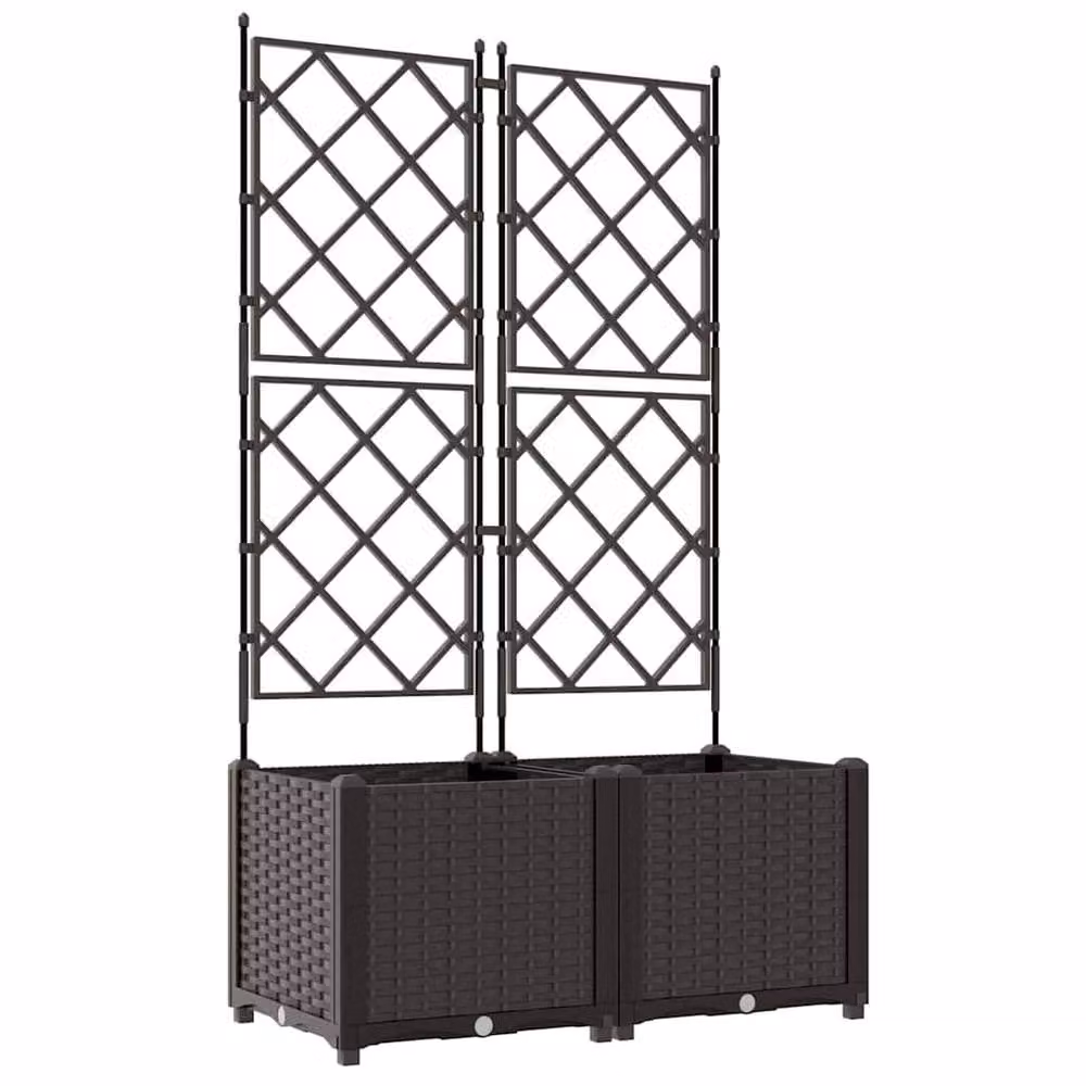 Berkfield Home Garden Planter with Trellis, 2 Pieces, Brown, W/D/H: 80 x 40 x 143 cm – 2