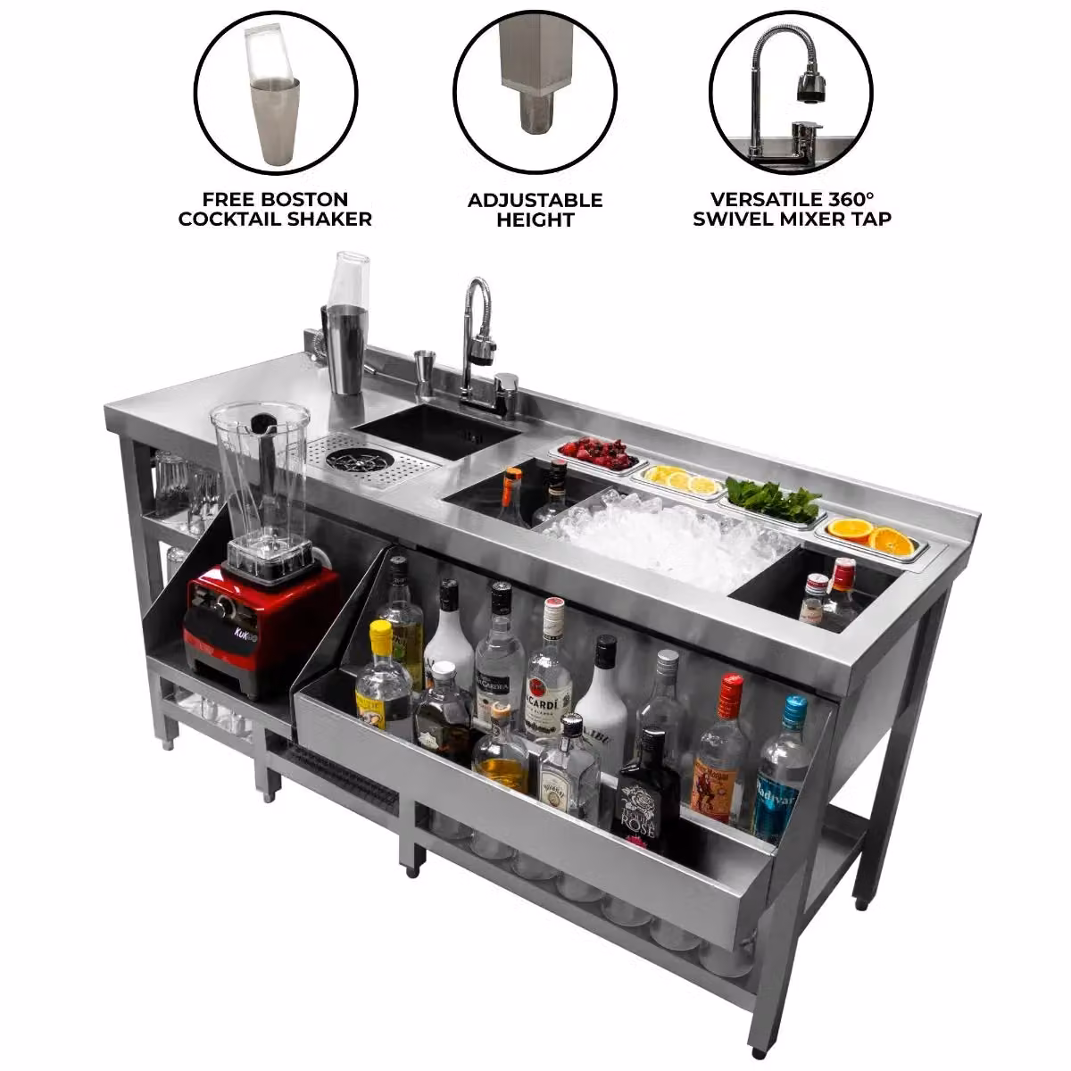 Monstershop Deluxe Cocktail Bar Station in Silver – 2