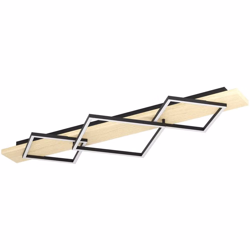 Loops Modern Black and Brown LED Ceiling Light with Wood Accents – 2