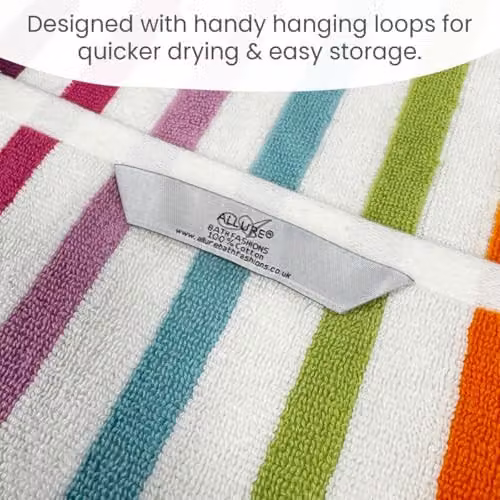 Allure Bath Fashions Cali Multi Striped Cotton Bath Sheet, Multicolour, W: 90 cm, L: 150 cm – 3