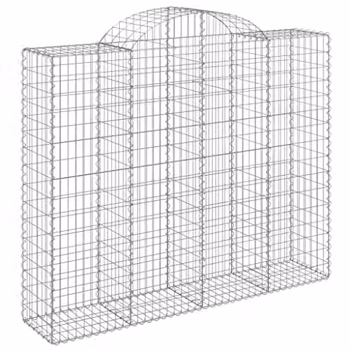 vidaXL Arched Gabion Baskets, 10 Piece Set, Silver Galvanised Steel, W: 200 cm, D: 50 cm, H: 160-180 cm