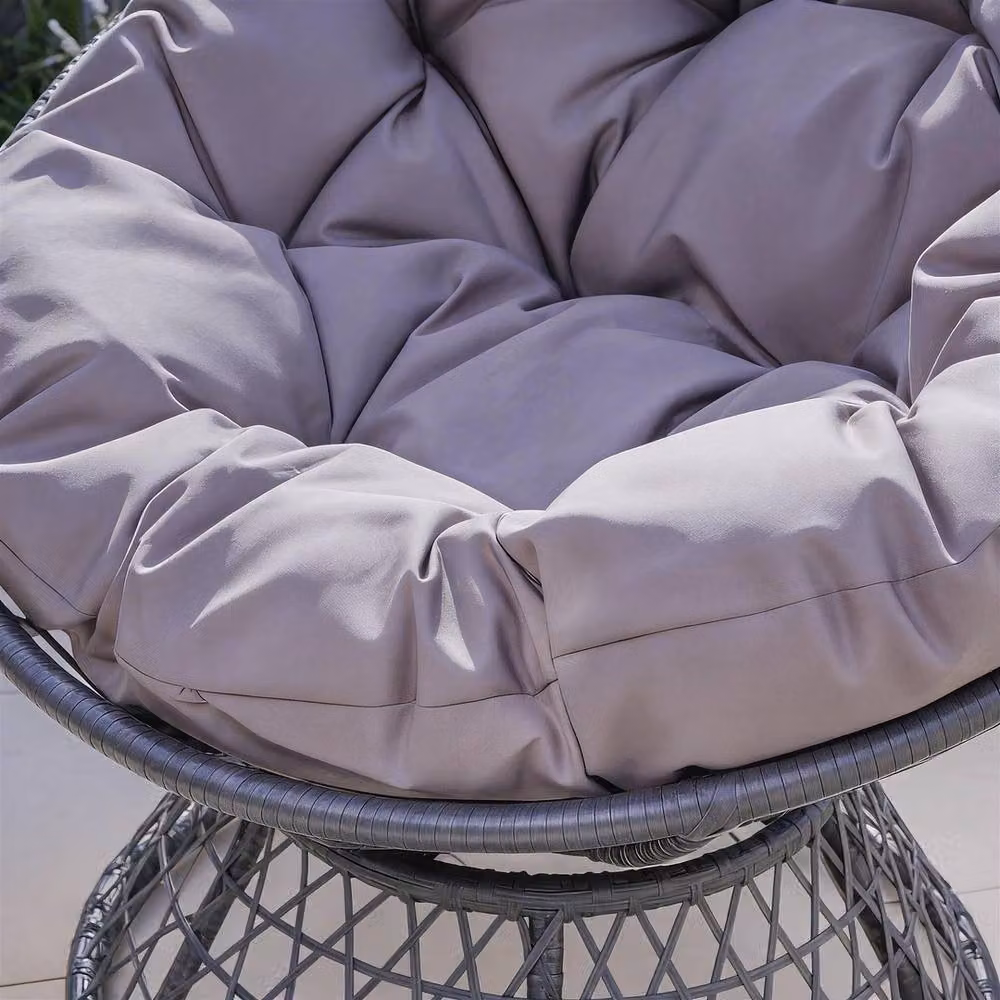 Spetlek Grey Rattan Egg Chair Garden Lounge Furniture with Removable UV-Resistant Cushions – 3