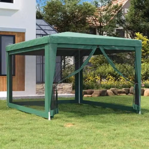 vidaXL Party Tent in Green with 4 Mesh Sidewalls, W: 300 cm, D: 300 cm, H: 246 cm – 2