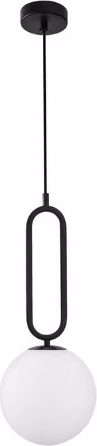 Nova Luce Grus Sphere Pendant Light in Black Metal and White Opal Glass, 20 cm, E27 LED Compatible