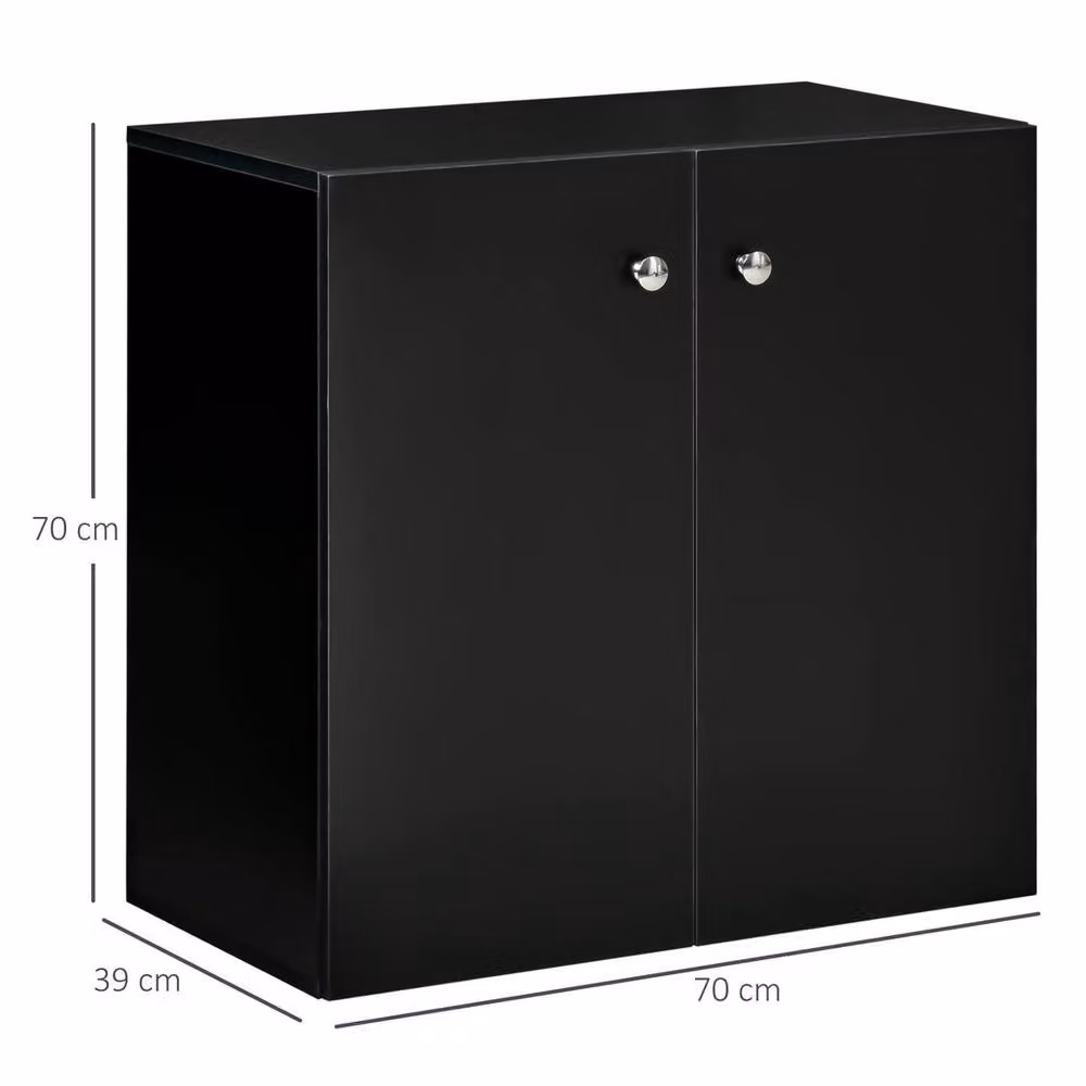 Kelvenix Black Freestanding Storage Cabinet with Hinged Doors and Internal Shelves – 2
