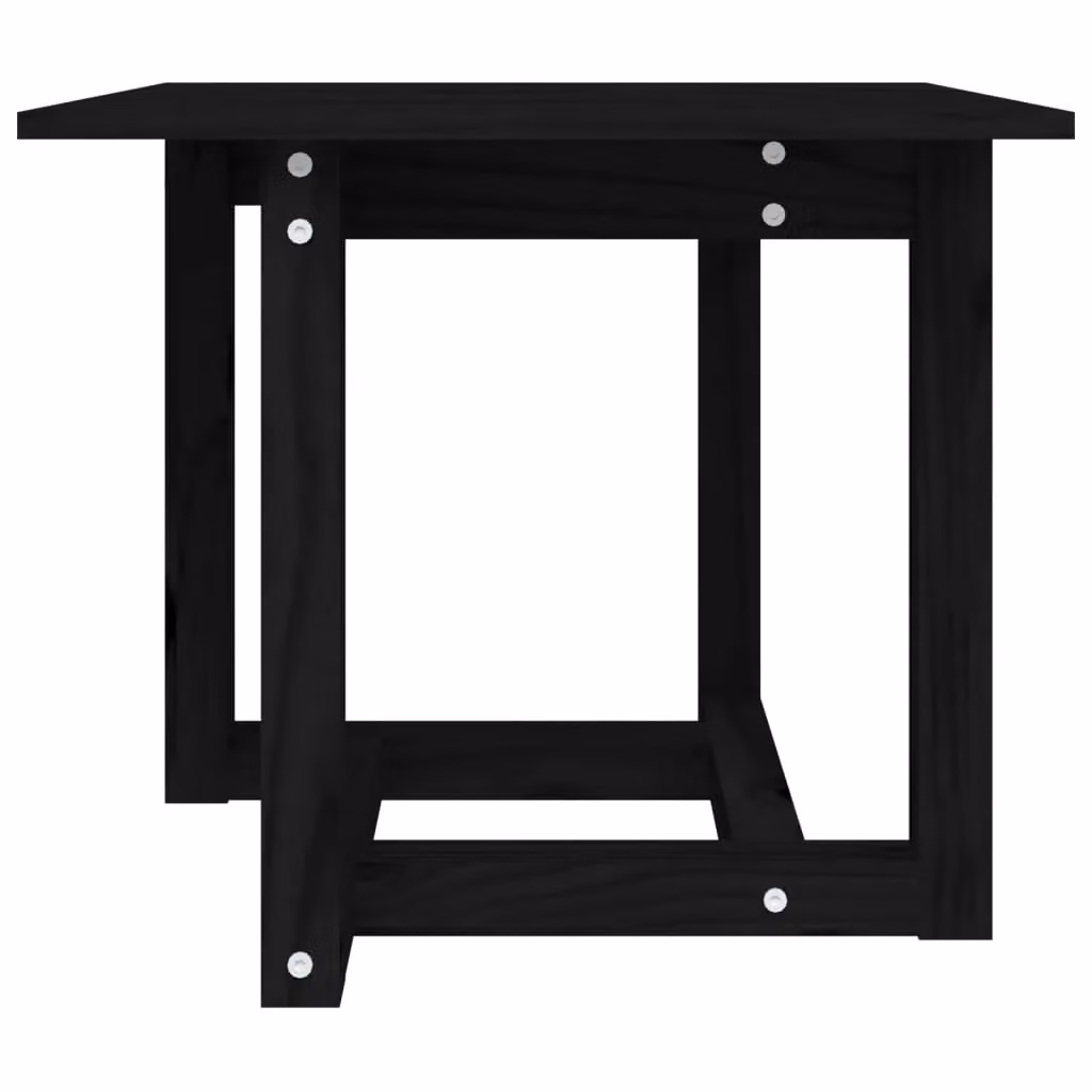 Berkfield Home Black Rustic Square Pine Wood Coffee Table W/D/H: 50 x 50 x 45 cm – 3