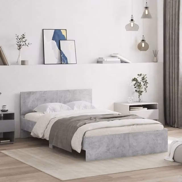 Berkfield Home Small Double Bed Frame with Lift Up Base in Concrete Grey, W/D/H: 120 x 190 cm – 1