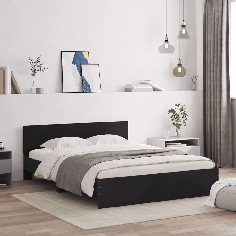 Berkfield Home Durable Engineered Wood Bed Frame in Black W/D/H: 140 x 200 cm – 2
