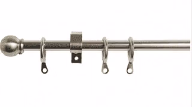 NewEdgeBlinds Straight Metal Ball Curtain Pole Set in Silver, Length: 150 cm, Diameter: 13 mm