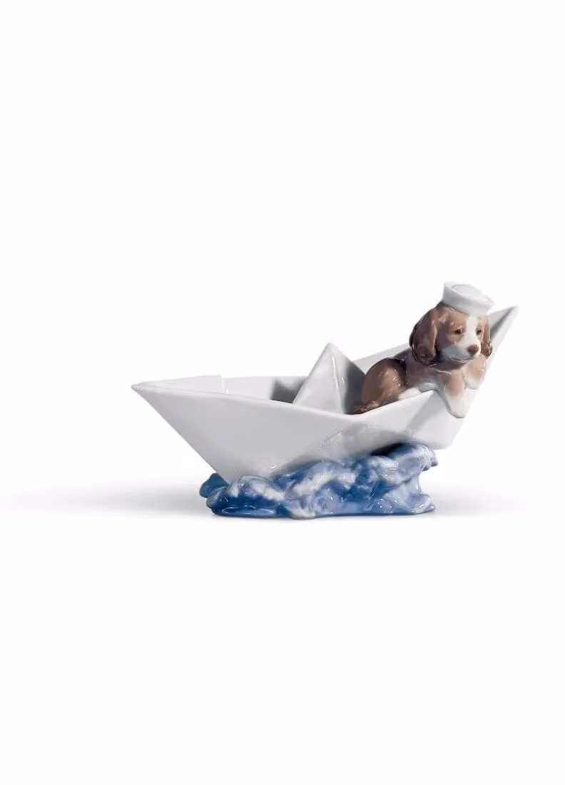 Lladró Little Stowaway Dog Porcelain Figurine in White