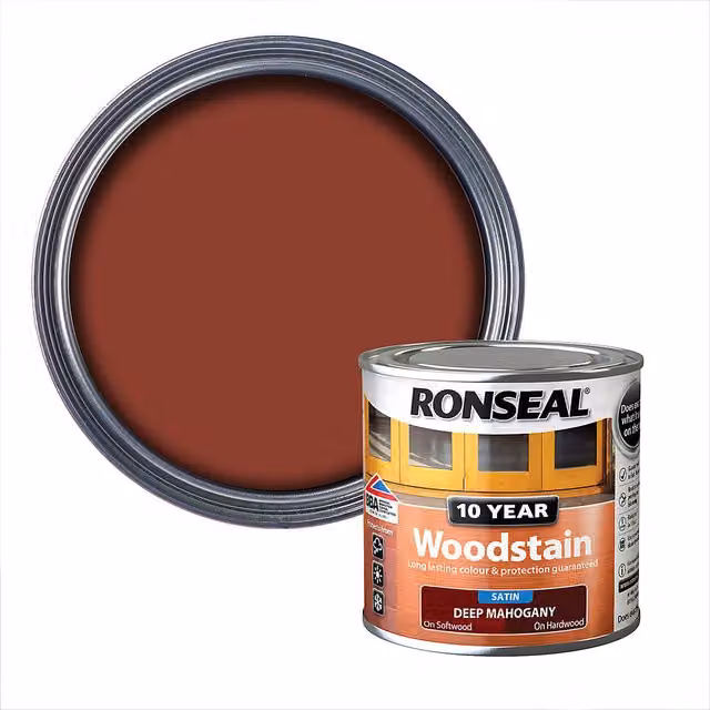 Ronseal 10 Year Woodstain Deep Mahogany, 250 ml, Brown