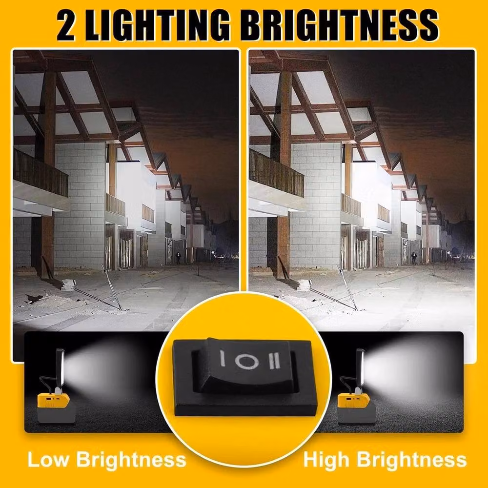 FLAVORA 48W 5200LM Cordless Rechargeable LED Work Floodlight in Yellow – 6