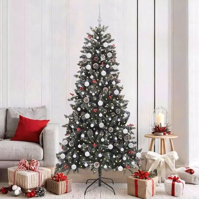 Berkfield Home Artificial Christmas Tree in Green, W/D/H: 114 x 114 x 210 cm