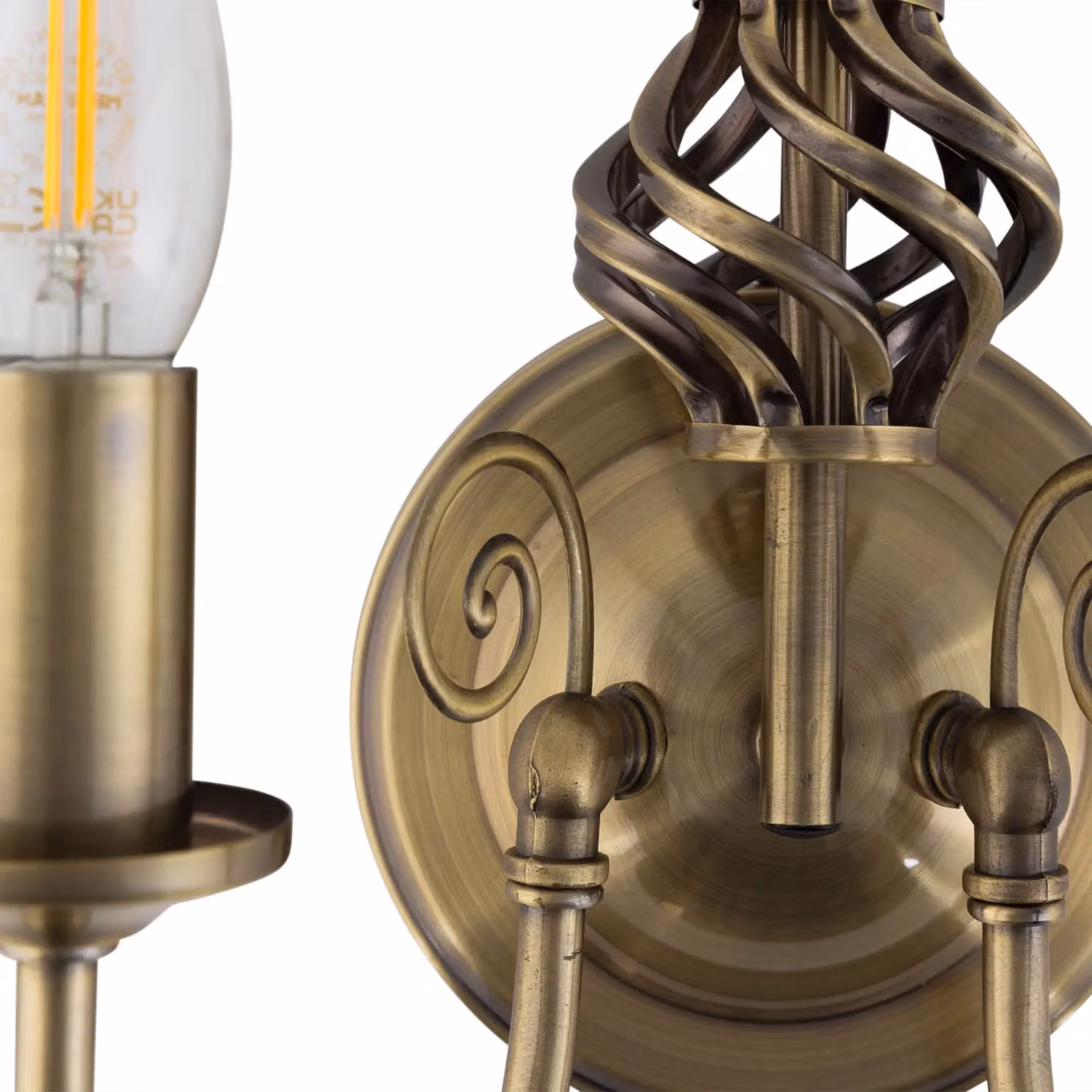 First Choice Lighting Barley Twist Antique Brass Wall Light in Bronze – 2