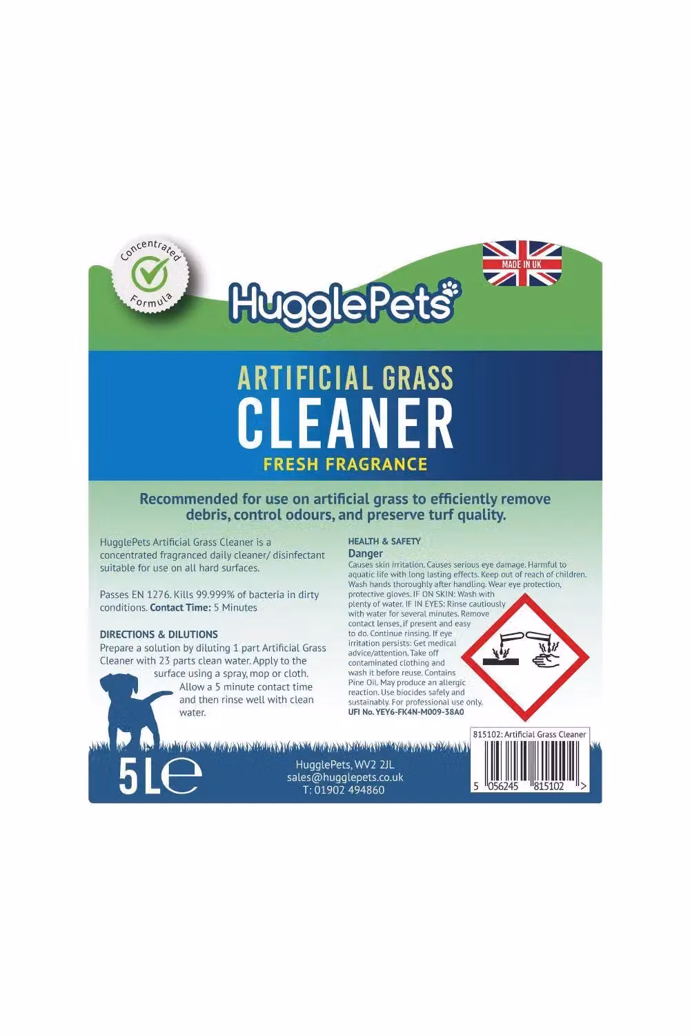 HugglePets Professional Artificial Grass Cleaner, Green, 5 l – 2