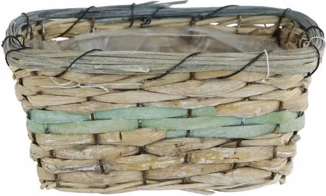 KDMD Natural Open Weave Rectangle Spring Basket in Light Green and Sand, 4 Pack