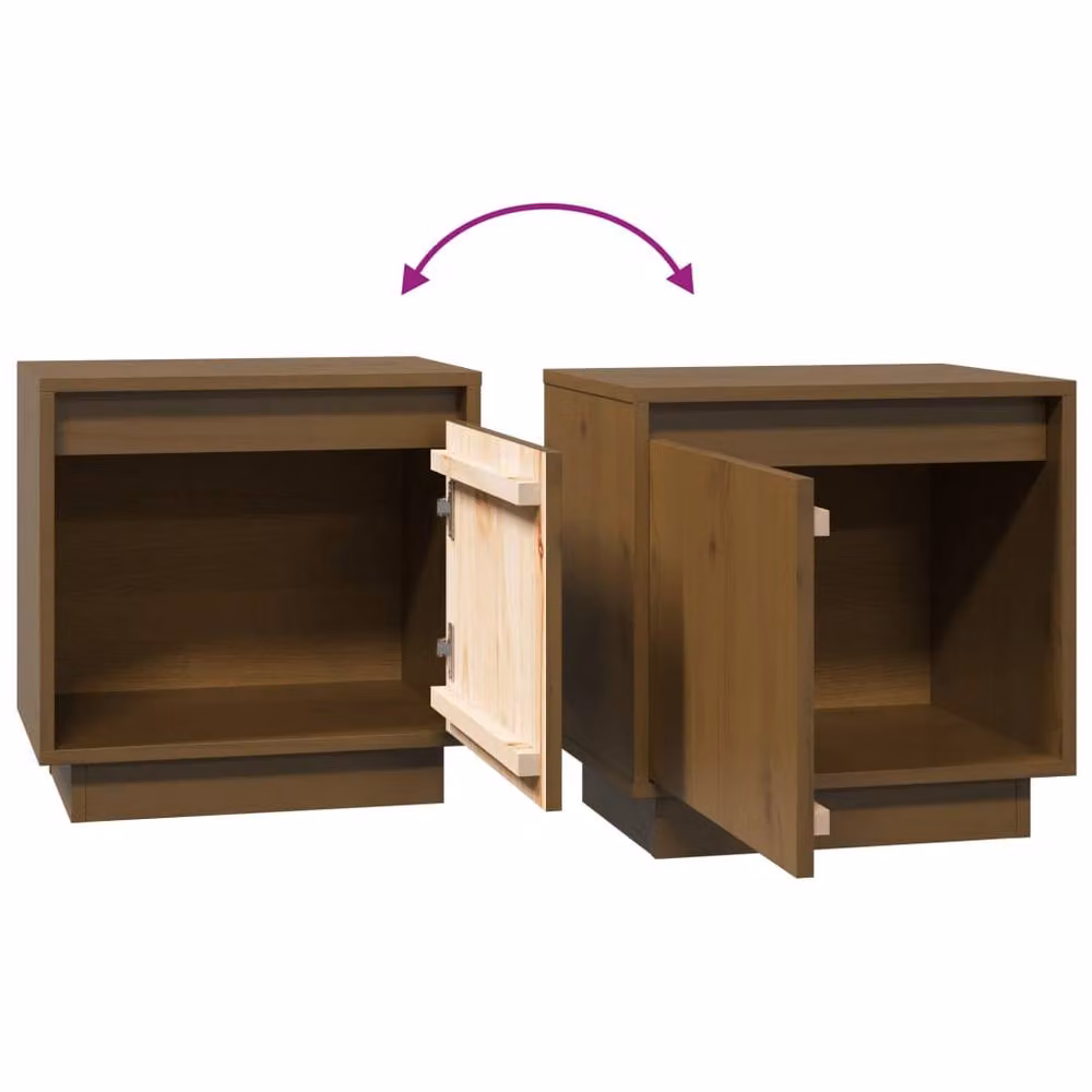 Berkfield Home Set of 2 Solid Wood Pine Bedside Cabinets, Honey Brown, W/D/H: 40 x 30 x 40 cm – 4