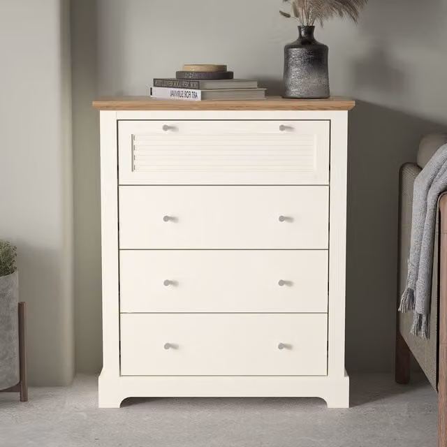 GFW Salcombe 4 Drawer Chest in Grey and White
