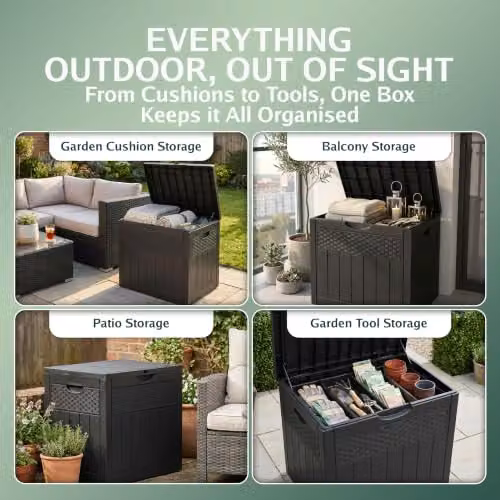 Pelle & Sol 126L Black Plastic Outdoor Storage Box with Castors and Lock for Garden, Balcony or Terrace Organisation – 5
