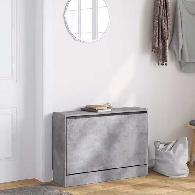 Berkfield Home Wall Mounted Industrial Shoe Cabinet in Grey, W/D/H: 80 x 21 x 57 cm – 1