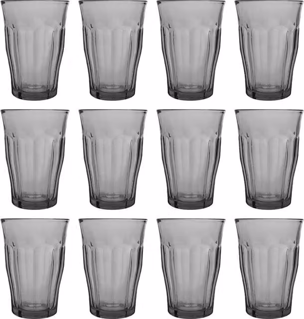 Duralex Picardie Highball Tumbler Glasses, Grey, 360 ml, Set of 12