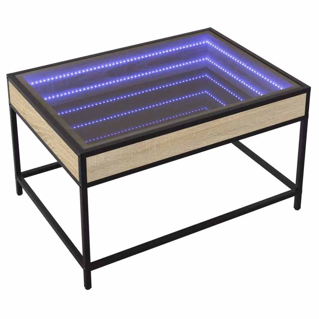 Berkfield Home Infinity LED Coffee Table in Sonoma Oak Brown, W: 70 cm, D: 50 cm, H: 41 cm – 3