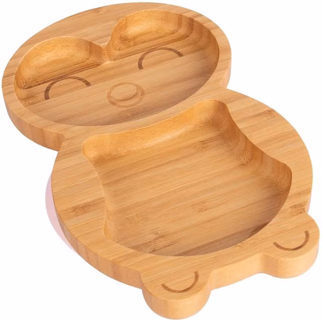 Tiny Dining Penguin Bamboo Baby Suction Divided Plate in Pink – 1
