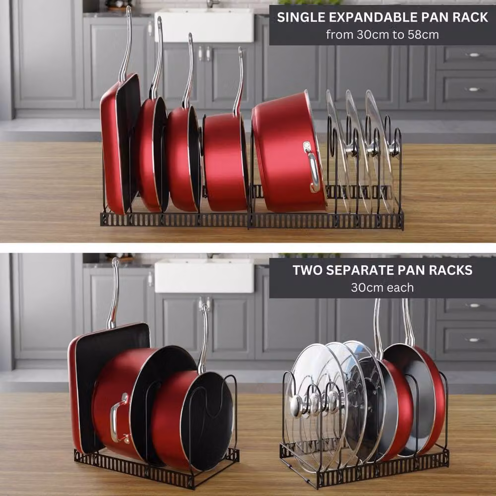 Kelvenix Expandable Metal Kitchen Pan and Saucepan Rack in Black – 5