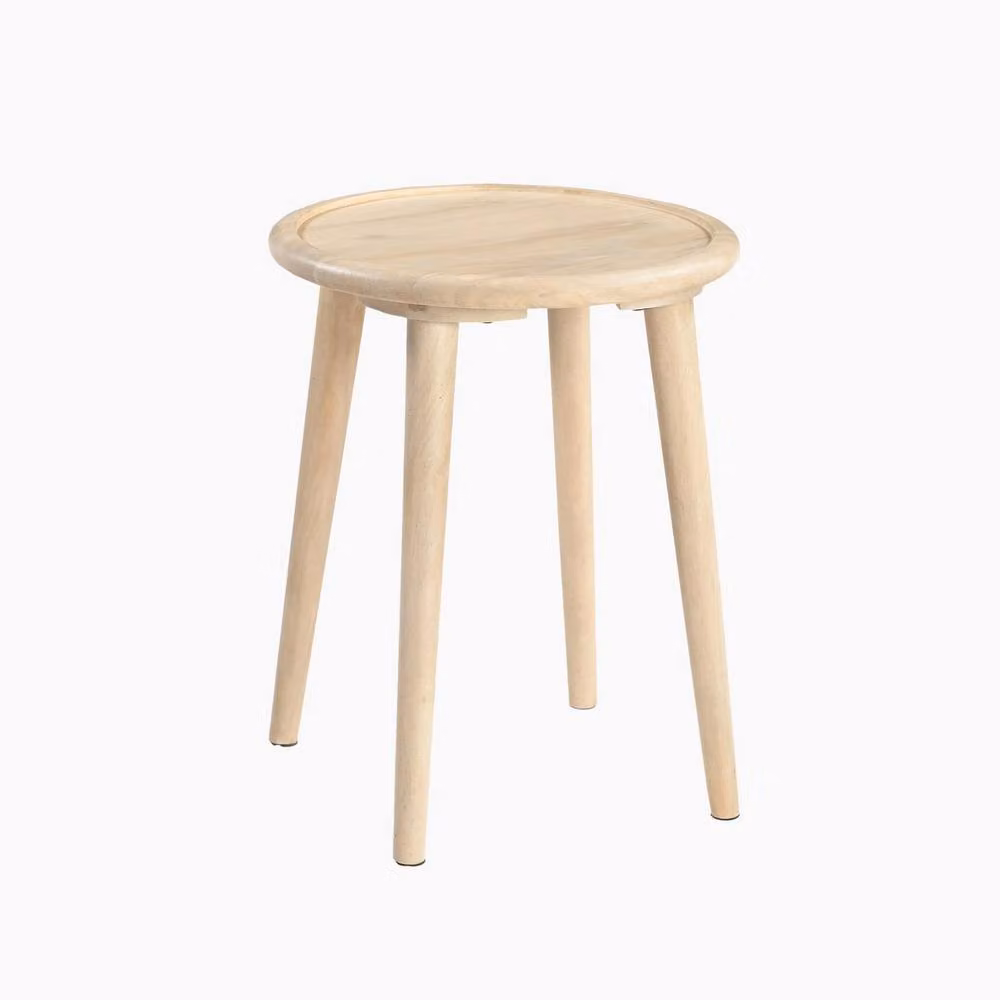 FurnitureboxUK Orizaba Round Mango and Oak Wood Side Table in Brown and Beige – 2