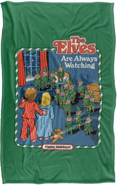 Steven Rhodes The Elves Are Always Watching Multicolour Fleece Throw Blanket W/D/H: 91 x 147 cm – 1