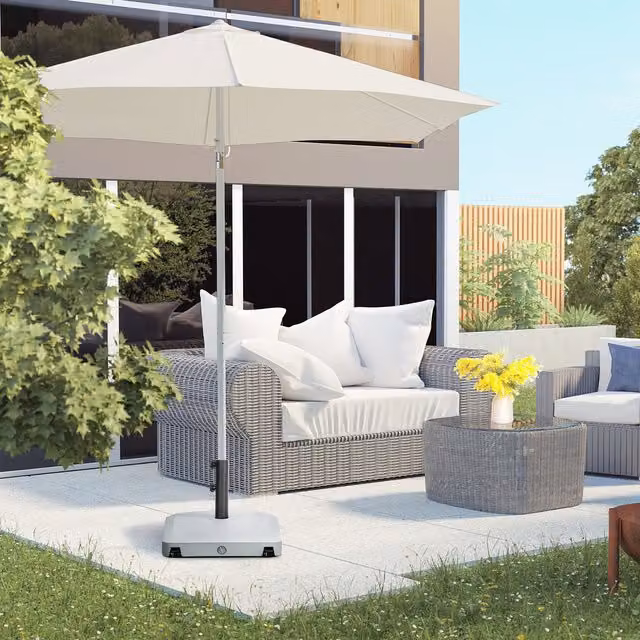 Outsunny Water Filled Garden Parasol Base Stand with Wheels, Light Grey, 24kg