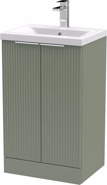 Balterley Fluted Front Floor Standing 2 Door Vanity Basin Unit in Satin Green – 1