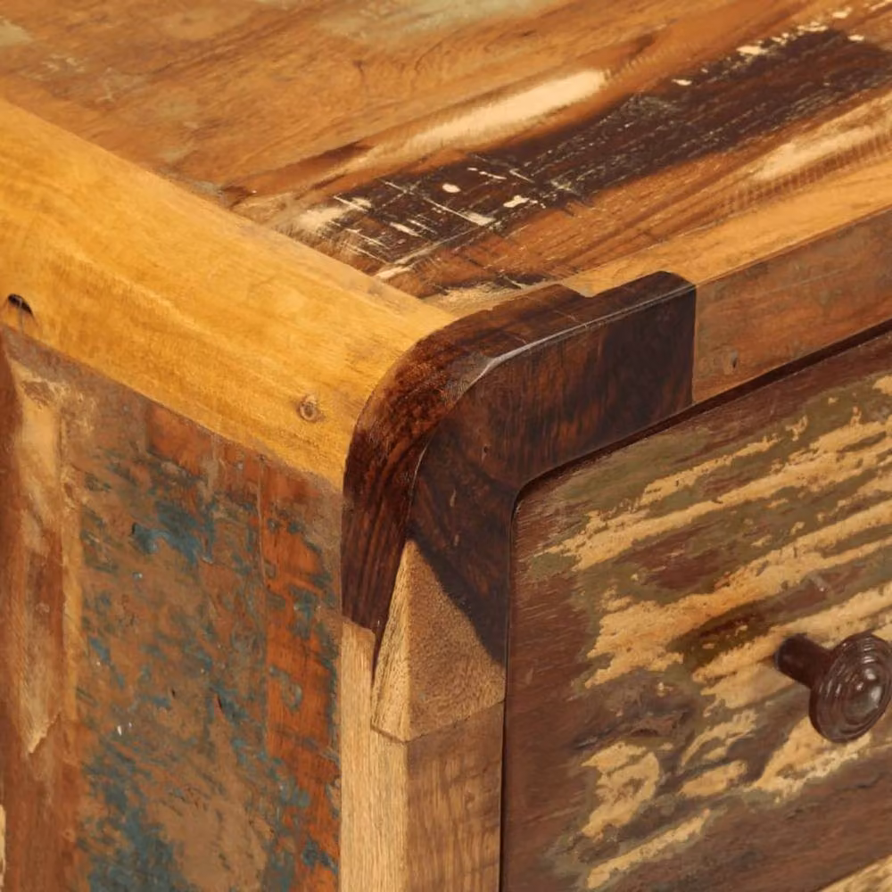 Berkfield Home Rustic Reclaimed Solid Wood Sideboard with 3 Drawers, Multicolour, W: 55 cm, D: 30 cm, H: 70 cm – 3