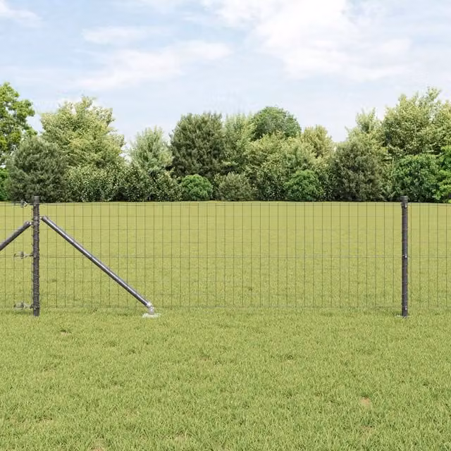 Berkfield Home Euro Fence with 13 Spike Posts, Galvanised Steel, Grey/Silver, W: 40 cm, L: 50 m