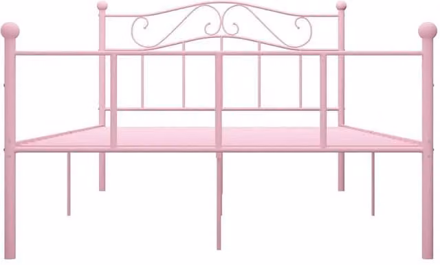 Berkfield Home Elegant Metal Bed Frame, Pink, W: 140 cm, H: 95 cm, D: 208 cm