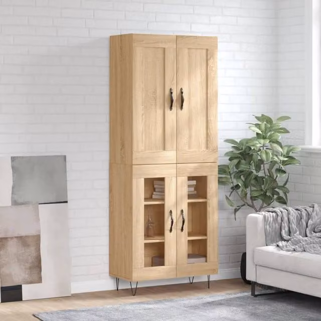 Berkfield Home Sonoma Oak Highboard in Brown, H 180 x W 69.5 x D 34 cm