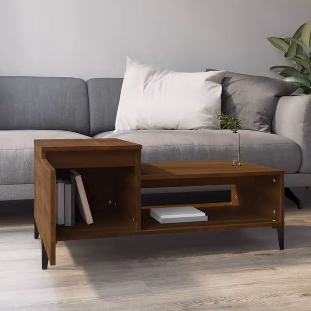 Berkfield Home Modern Brown Oak Decorative Coffee Table W/D/H: 100 x 50 x 45 cm – 1