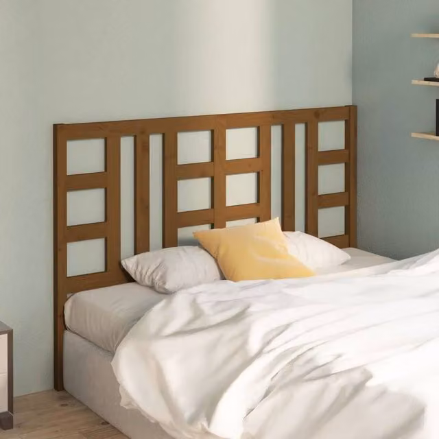 Berkfield Home Beautiful Bed Headboard in Honey Brown Solid Pine Wood, W: 146 cm, D: 4 cm, H: 100 cm – 1