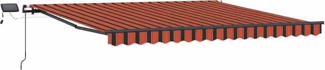 Berkfield Home Manual Retractable Wall-Mounted Awning with LED in Orange and Brown, W: 450 cm, D: 300 cm
